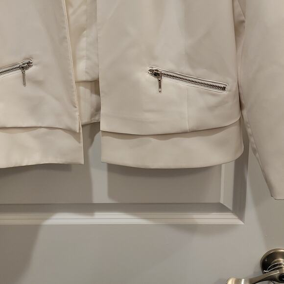 Sejour Collarless Boxy Twill Jacket, White Snow, 14W - Picture 5 of 9